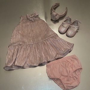 Janie and Jack metallic pink rose gold dress 6-12 months